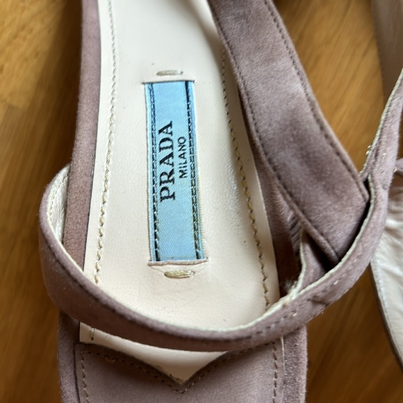 PRADA BLUSH SUEDE HEEL SANDAL - Picture 8 of 12